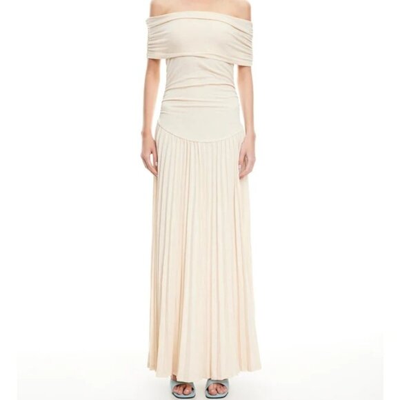 LIONESS Field Of Dreams Dress in Oatmeal Medium New Womens Maxi Gown - Picture 15 of 17